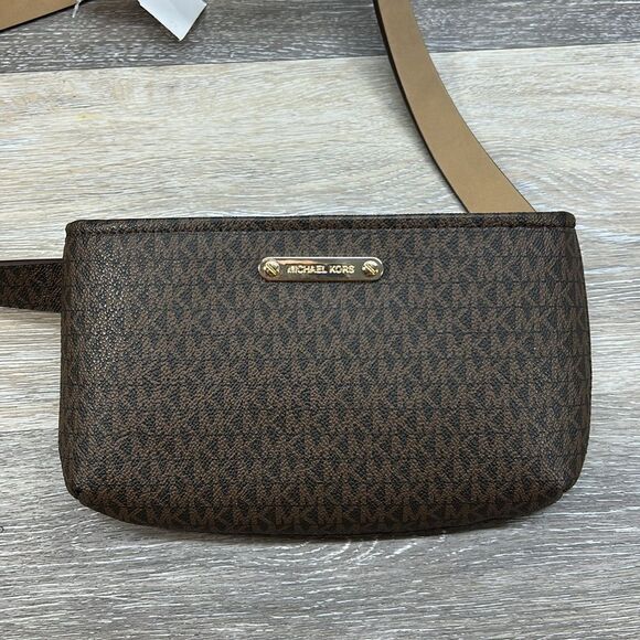 0327 NWT Michael Kors jet set brown belt waist bag L/XL - Picture 1 of 7